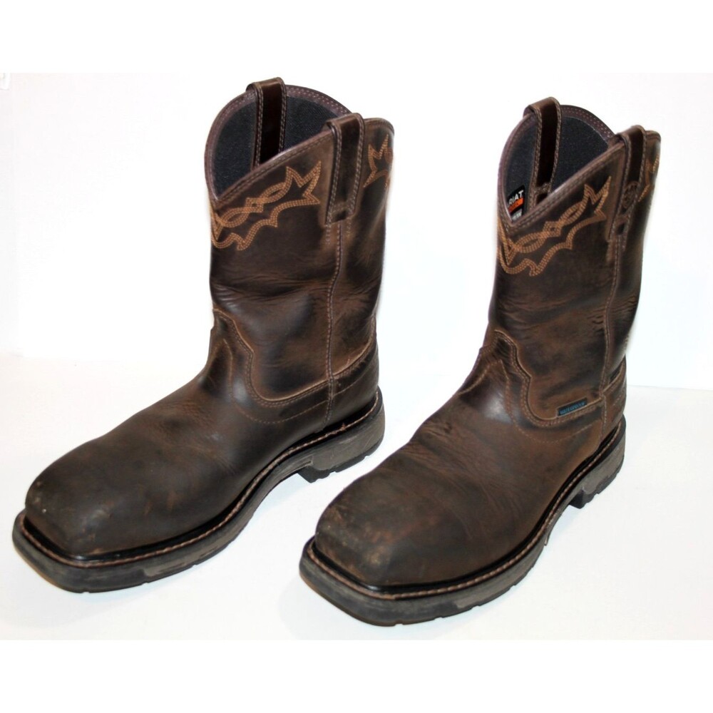 Ariat WorkHog Waterproof Composite Square Toe Work Boot Western Brown 9D - Picture 4 of 8